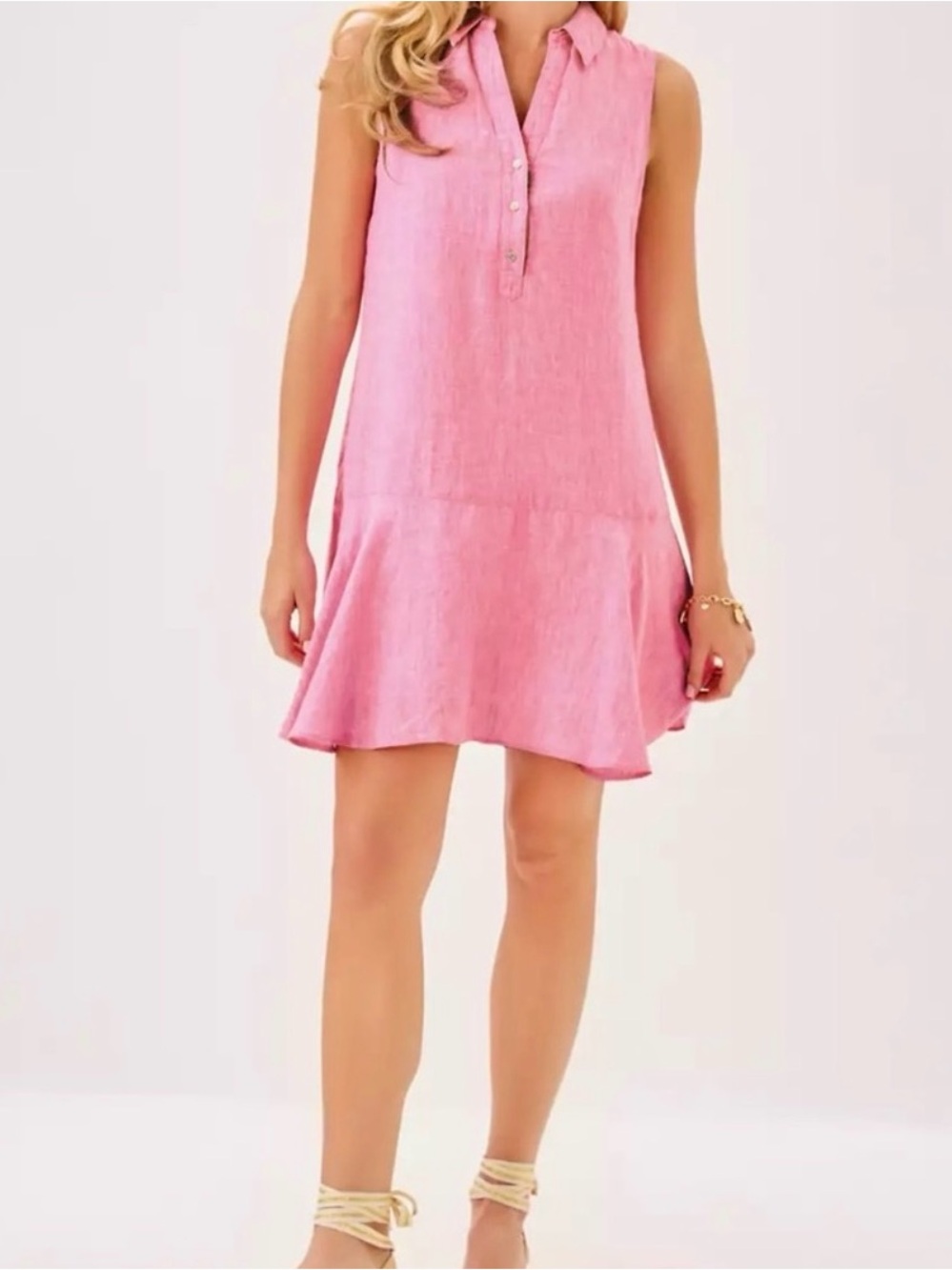 NWT Lilly Pulitzer LG ELLOWYN LINEN DRESS 👗 in “Sunkissed Pink” ✨Retail💲188